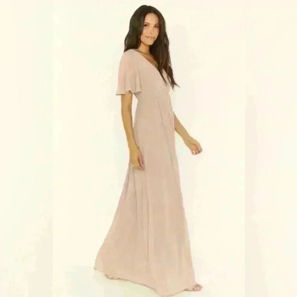 Show Me Your Mumu Emily Empire Maxi Dress ~ Soft Beige Chiffon ~ 3X~NEW IN POLY!